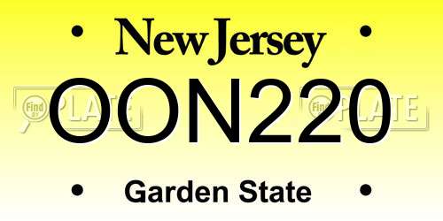 OON220 New Jersey License Plate