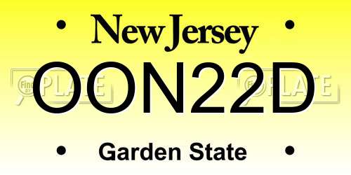 OON22D New Jersey License Plate