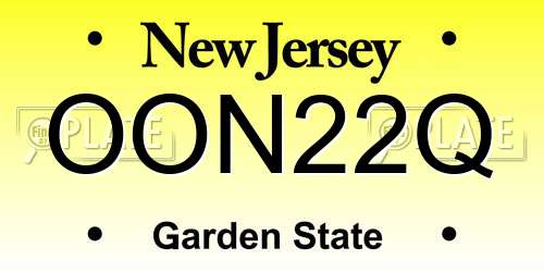 OON22Q New Jersey License Plate