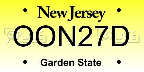 OON27D New Jersey License Plate