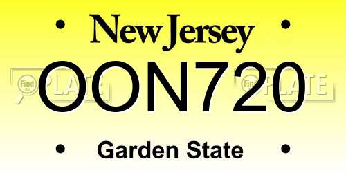 OON720 New Jersey License Plate