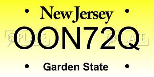 OON72Q New Jersey License Plate