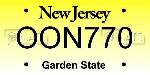 OON770 New Jersey License Plate