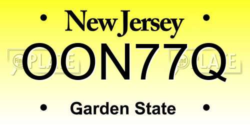 OON77Q New Jersey License Plate