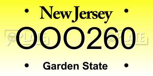 OOO260 New Jersey License Plate