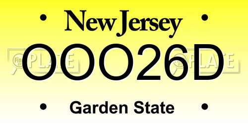OOO26D New Jersey License Plate