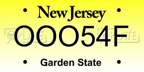 OOO54F New Jersey License Plate