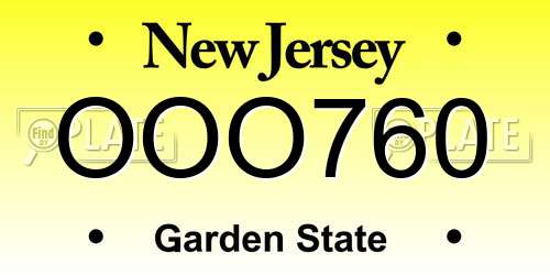 OOO760 New Jersey License Plate