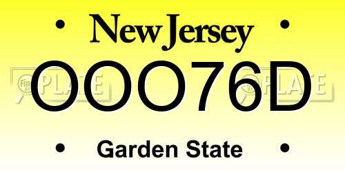 OOO76D New Jersey License Plate