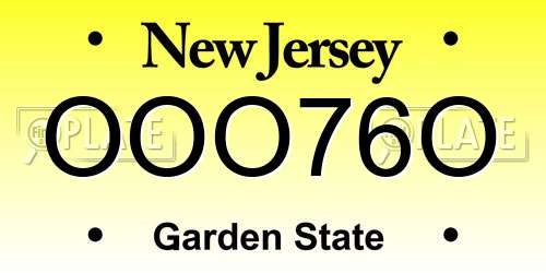 OOO76O New Jersey License Plate