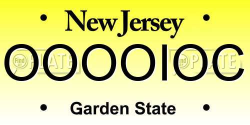 OOOOIOC New Jersey License Plate