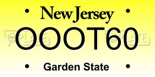 OOOT60 New Jersey License Plate