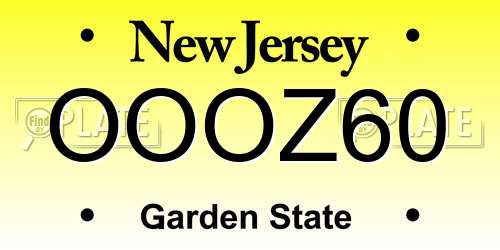 OOOZ60 New Jersey License Plate