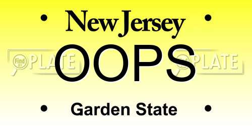 OOPS New Jersey License Plate