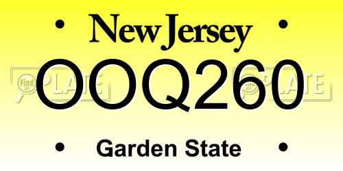 OOQ260 New Jersey License Plate