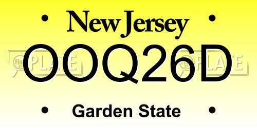 OOQ26D New Jersey License Plate
