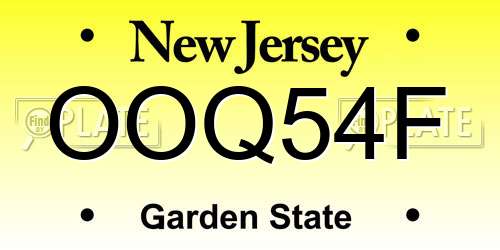 OOQ54F New Jersey License Plate