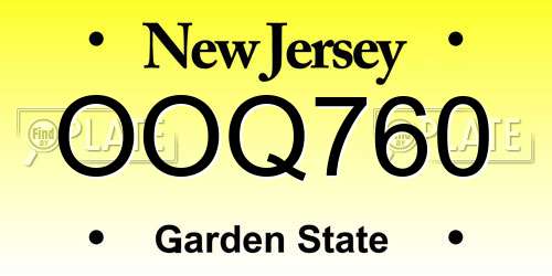 OOQ760 New Jersey License Plate
