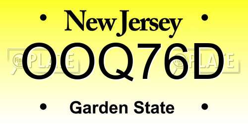OOQ76D New Jersey License Plate