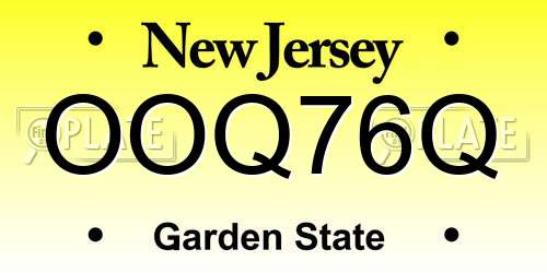 OOQ76Q New Jersey License Plate