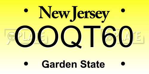 OOQT60 New Jersey License Plate