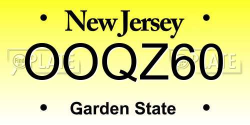 OOQZ60 New Jersey License Plate