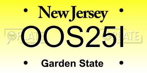 OOS25I New Jersey License Plate