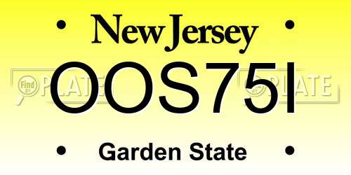 OOS75I New Jersey License Plate