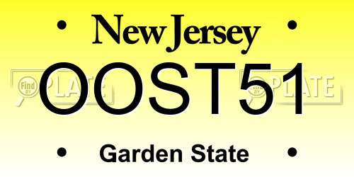 OOST51 New Jersey License Plate
