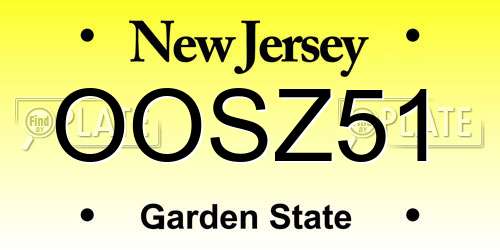 OOSZ51 New Jersey License Plate