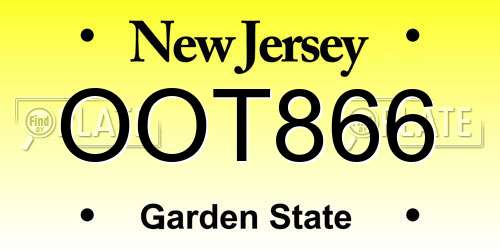 OOT866 New Jersey License Plate