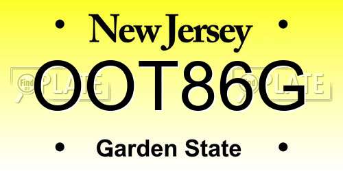 OOT86G New Jersey License Plate