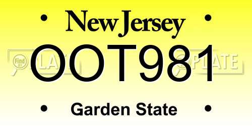 OOT981 New Jersey License Plate