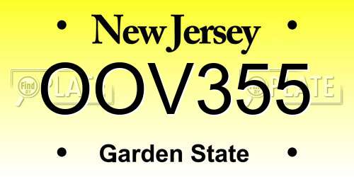 OOV355 New Jersey License Plate
