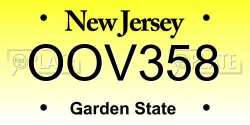 OOV358 New Jersey License Plate