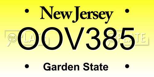 OOV385 New Jersey License Plate