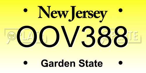 OOV388 New Jersey License Plate