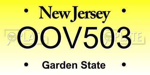 OOV503 New Jersey License Plate
