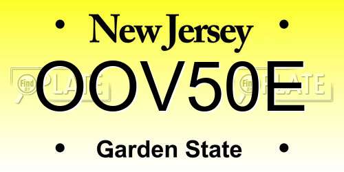 OOV50E New Jersey License Plate