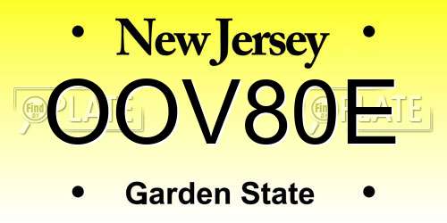 OOV80E New Jersey License Plate
