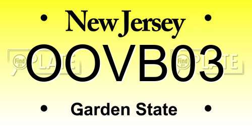OOVB03 New Jersey License Plate