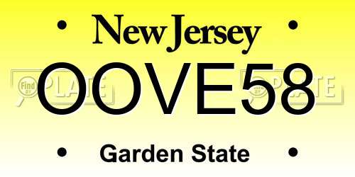 OOVE58 New Jersey License Plate