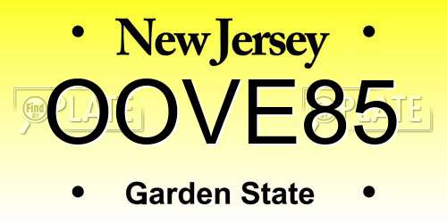 OOVE85 New Jersey License Plate