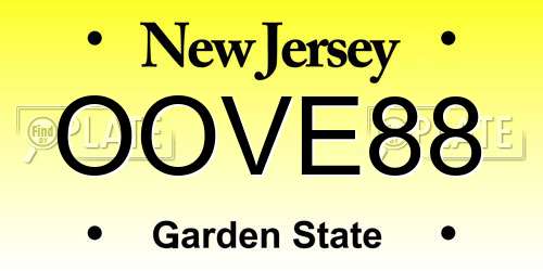 OOVE88 New Jersey License Plate