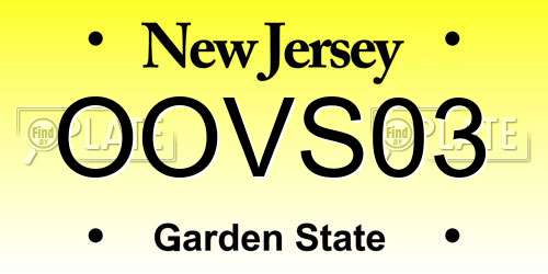 OOVS03 New Jersey License Plate