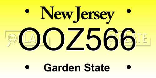 OOZ566 New Jersey License Plate