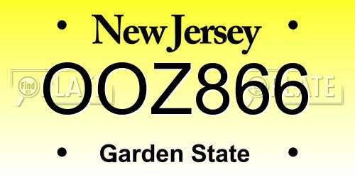 OOZ866 New Jersey License Plate