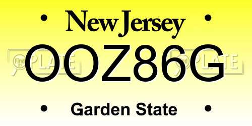 OOZ86G New Jersey License Plate