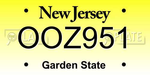 OOZ951 New Jersey License Plate