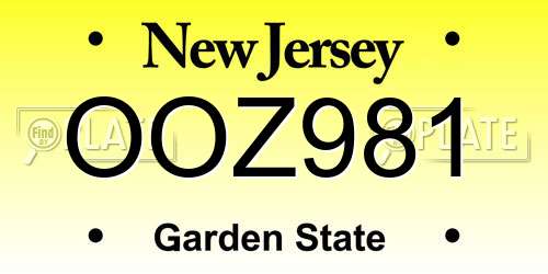 OOZ981 New Jersey License Plate